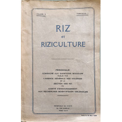 Riz et Riziculture - volume 3 fascicule 1