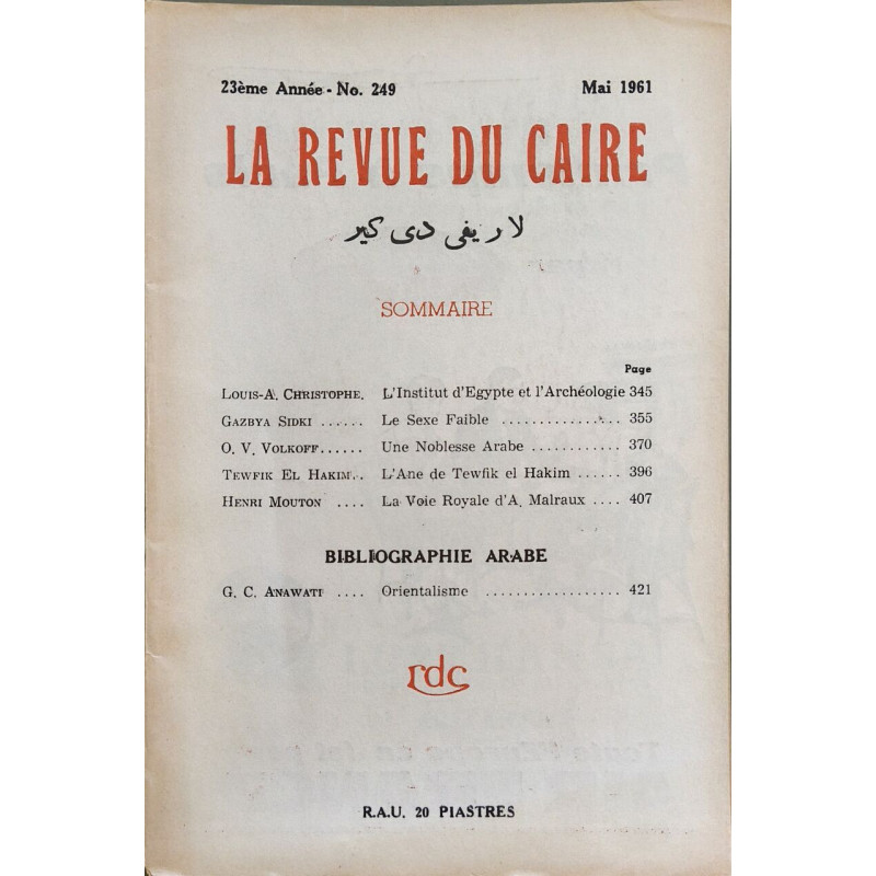 La Revue du Caire N°249