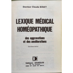 Lexique médical homéopathique des aggravations et des améliorations