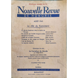 Nouvelle Revue de Hongrie tome LXV 1ere livraison AOUT 1941