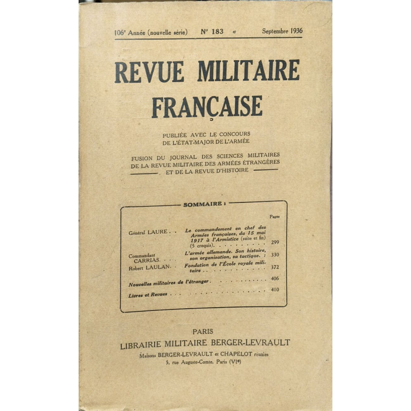 Revue Militaire Française N°183