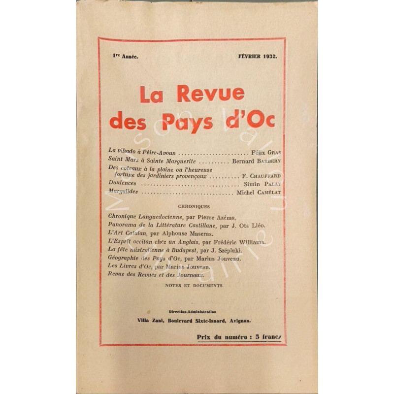 La Revue des Pays d'Oc Février 1932